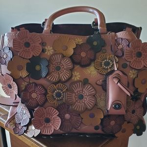 Authentic Coach Rogue 30 with Tea Rose Flowers.